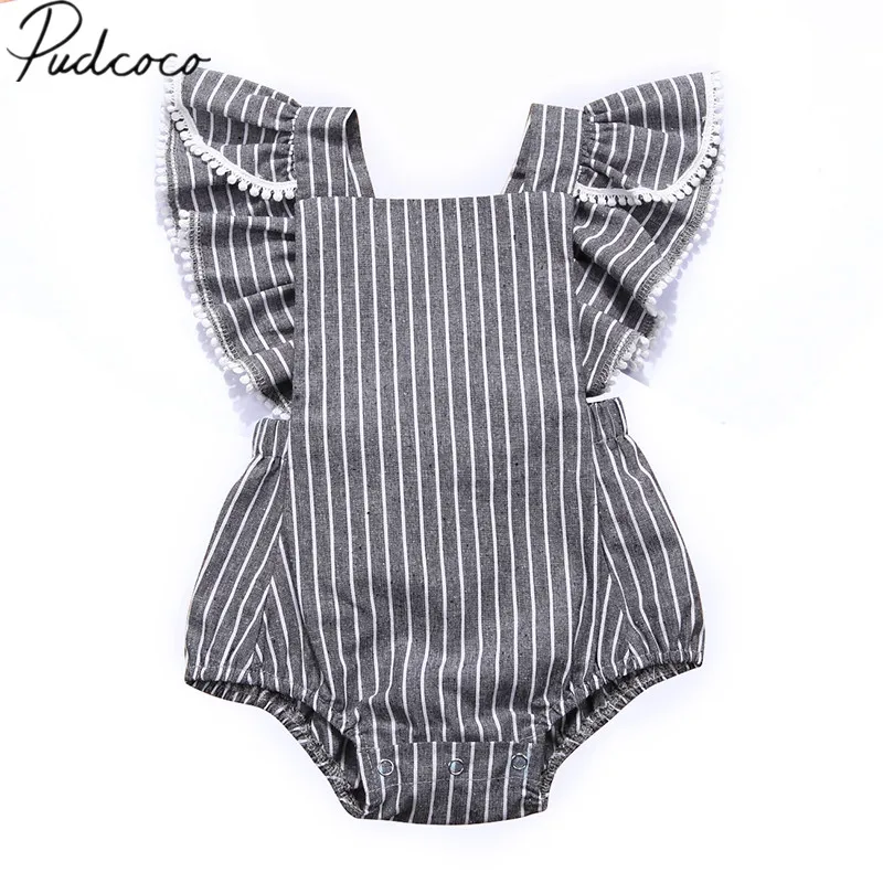 Новинка 2018 брендовый Летний комбинезон с оборками для новорожденных девочек без