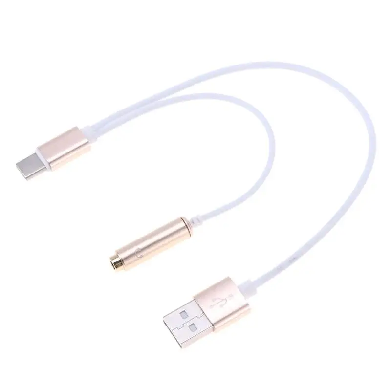 2 в 1 USB-Type C/3,5 мм аудио кабель для зарядки наушников питание кабели для зарядного устройства Шнур провод линия для прослушивания музыки/зарядки - Цвет: Цвет: желтый