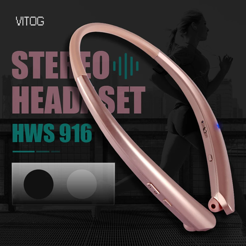 Беспроводные Bluetooth-наушники VITOG HWS916 с шейным ободом Hi-Fi басовые спортивные