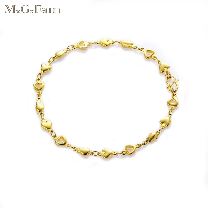 MGFam (21 см * 5 мм) 24 k чистый золотой цвет сердце браслеты для леди Прекрасный стиль