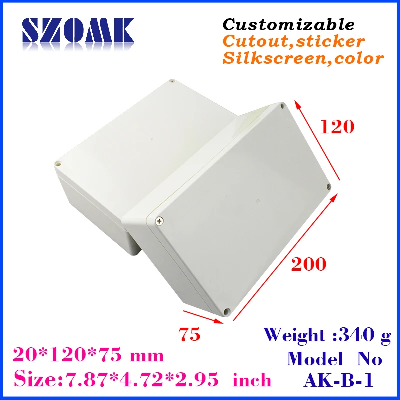

10 pcs, electronics waterproof enclosure boxes 200*120*75mm abs electrical boxes 2015 new, electrical instrument enclosure