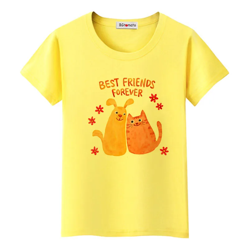 Футболка BGtomato с надписью Best friends forever женская милая мультяшная футболка кошками