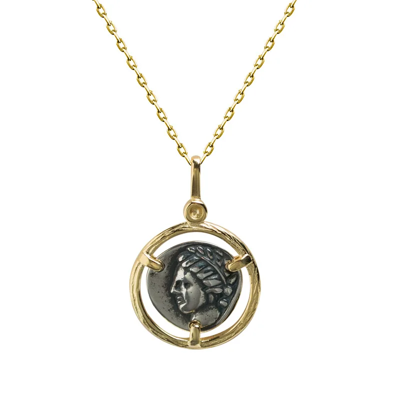 portrait two side golden necklace 100% 925 Sterling silver nacklace Jewellery Clavicle chain pendant charms |