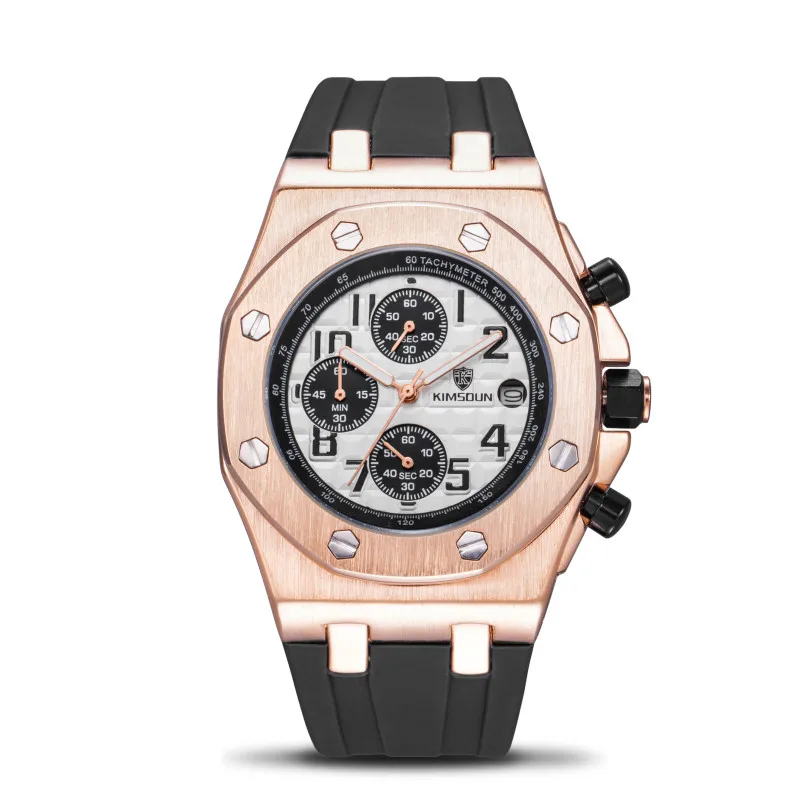 Брендовые Модные Серебристые черные военные часы мужские силиконовые три глаза многофункциональные водонепроницаемые кварцевые часы Relogio Masculino - Цвет: 5