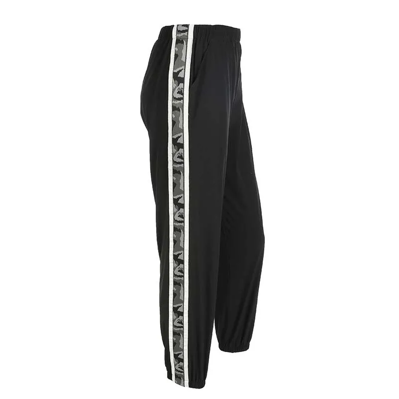 

Women 2018 Fashion Brand Pantalon Femme Side stripe Sweatpants black Knitted Womens Trousers Casual Loose Lady Pants Cargo Pants