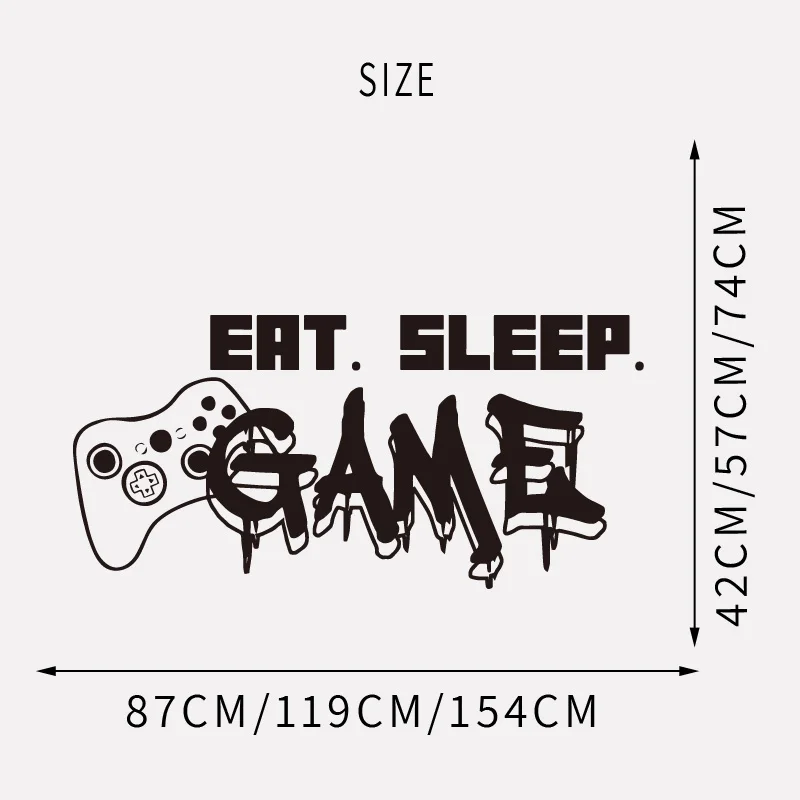 Наклейка на стену для геймера Eat Sleep Game Controller видео игры настенные наклейки по