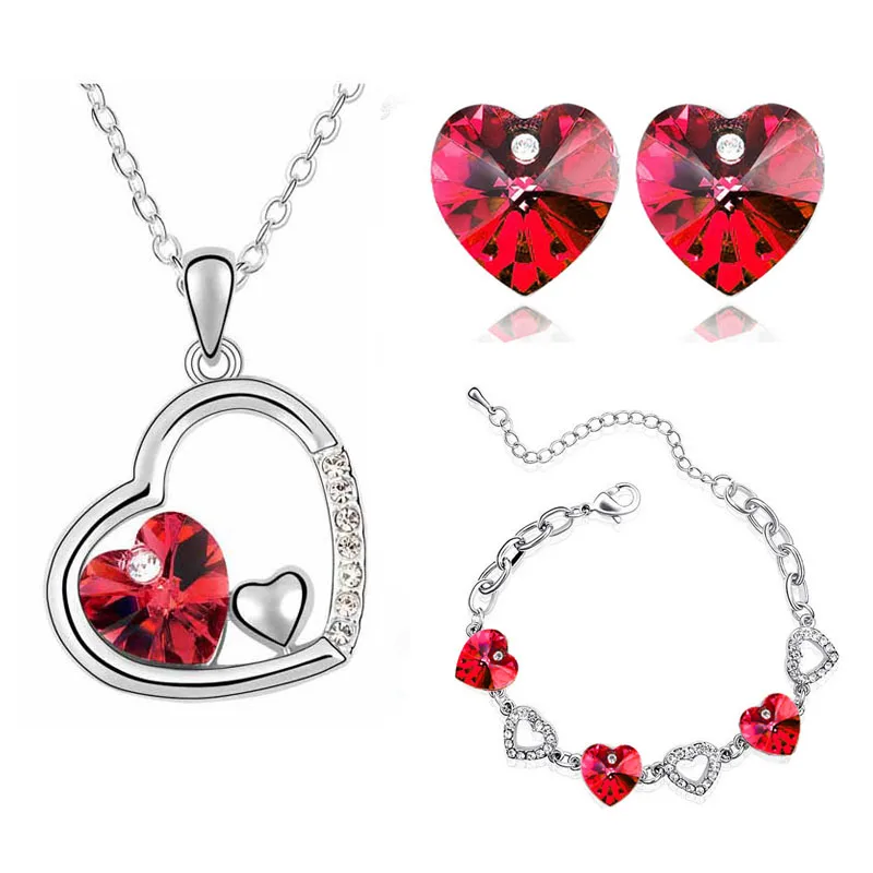 Женский комплект из колье и серёг с кристаллами|necklace earring|wedding jewelry setsbrand sets |