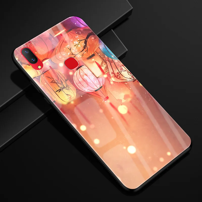 Чехол для Vivo Y91, Y95, закаленное стекло, чехол с рисунком, черный, TPU, бампер, чехол для Vivo Y95, Vivo Y91, чехол для телефона, стекло, Y 91 - Цвет: 05