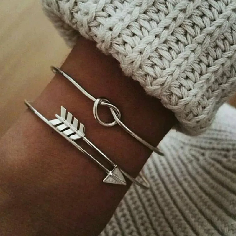 

IPARAM Fashion Geometry Charm Bangles 2020 Retro Women's Arrow Knot Bracelet Men's and Women's Simple Trend Jewelry Wholesale