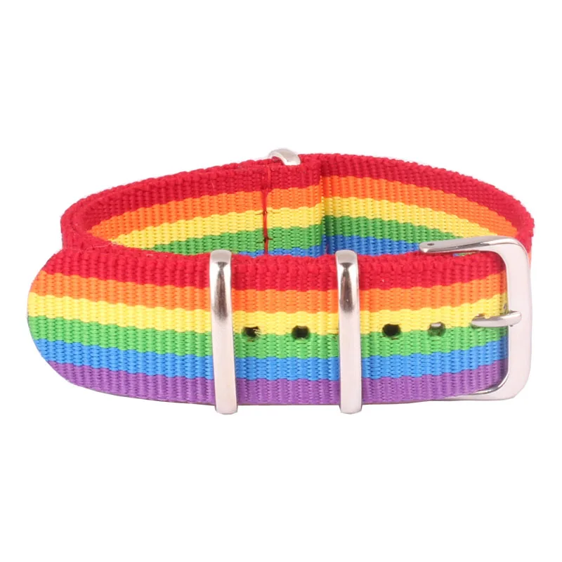 

New 18 20 22 24 mm Cambo Rainbow Nato Woven Fiber watchband 20mm Nylon Watch Bracelet Strap Wristwatch Band Buckle Canvas fabric