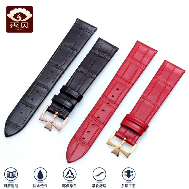 Durable Black/Blue/Brown/Red Genuine Leather Watchband 18-22mm Thin Calfskin Strap Pin Clasp Fit for Vacheron Constantin Watch
