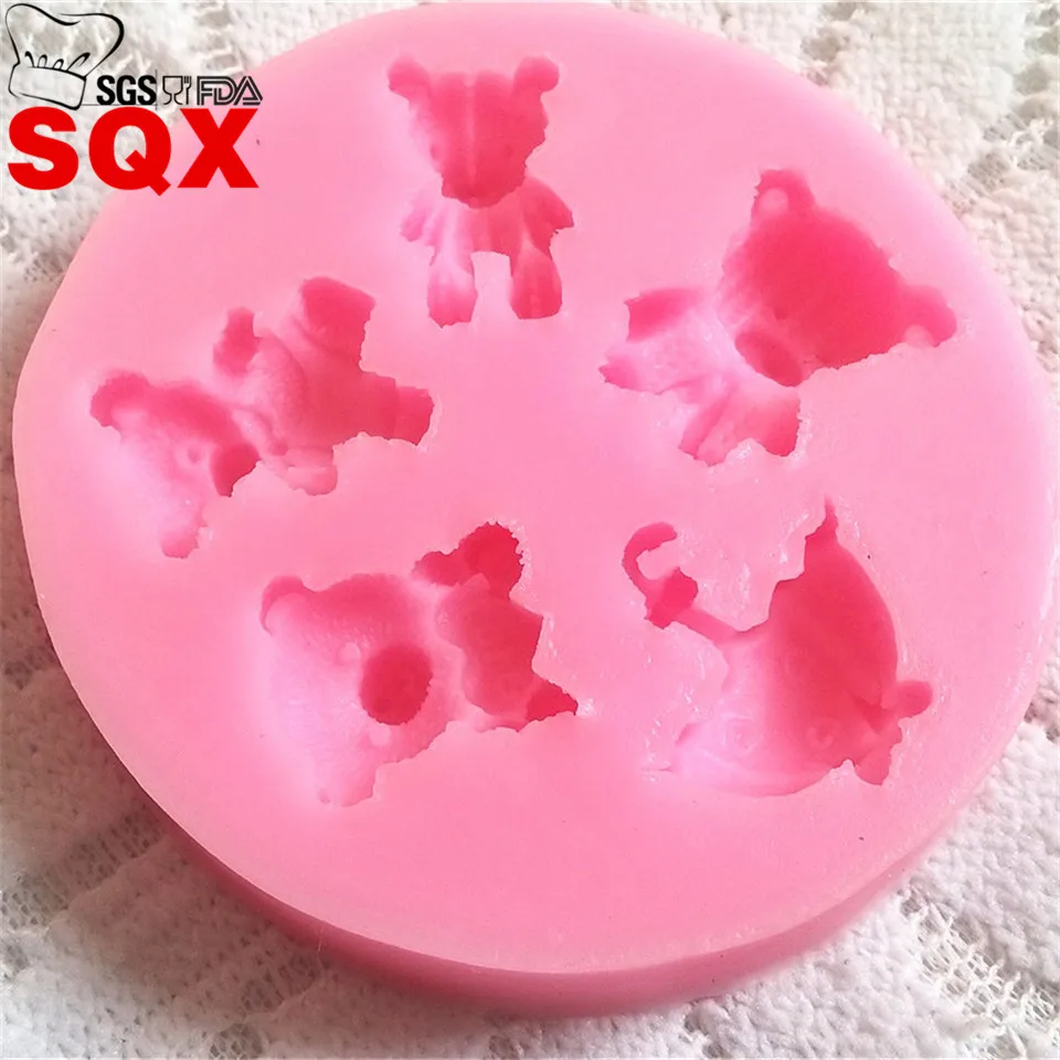 4 медведя/зонт от солнца 3D силиконовая форма модель для мыла торта SQ14137 | Дом и сад