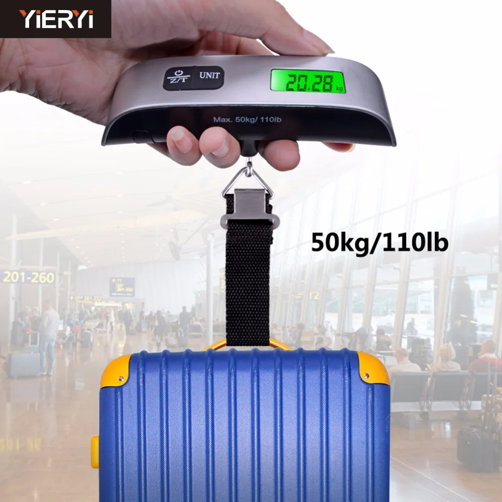 Yieryi 50 кг x 10 г Электронные весы с ЖК-дисплеем карманные весы ручной вес багажа цифровые весы для багажа удержание тары автоматическое выключение