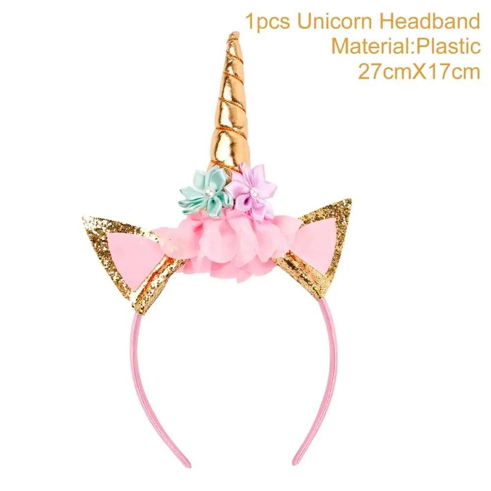 Gold Unicorn Headban QIFU Золото Серебро первый день рождения вечерние партии Корона розовый 1st день рождения 1 год украшения день рождения декоративный для Бэйби шауэра - Цвет: Gold Unicorn Headban