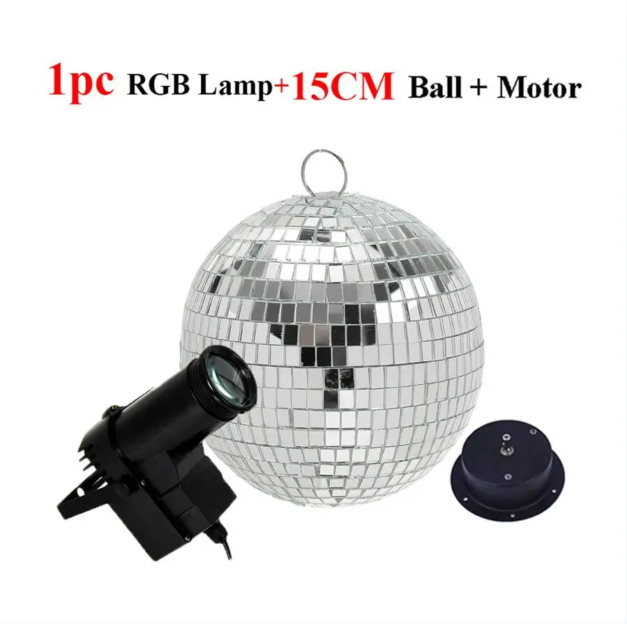15CM Ball Add 1 Lamp Thrisdar Dia25CM 30 см вращающееся отражающее стекло зеркало диско шар с мотором и 10 Вт RGB луч Pinspot DJ домашние вечерние светильник для сцены - Цвет: 15CM Ball Add 1 Lamp