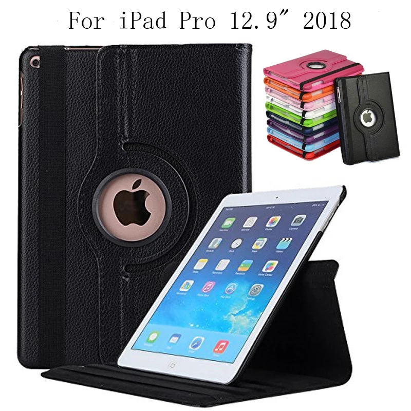 Чехол для iPad Pro 12 9 дюйма Роскошный чехол из искусственной кожи с вращающейся на 2018