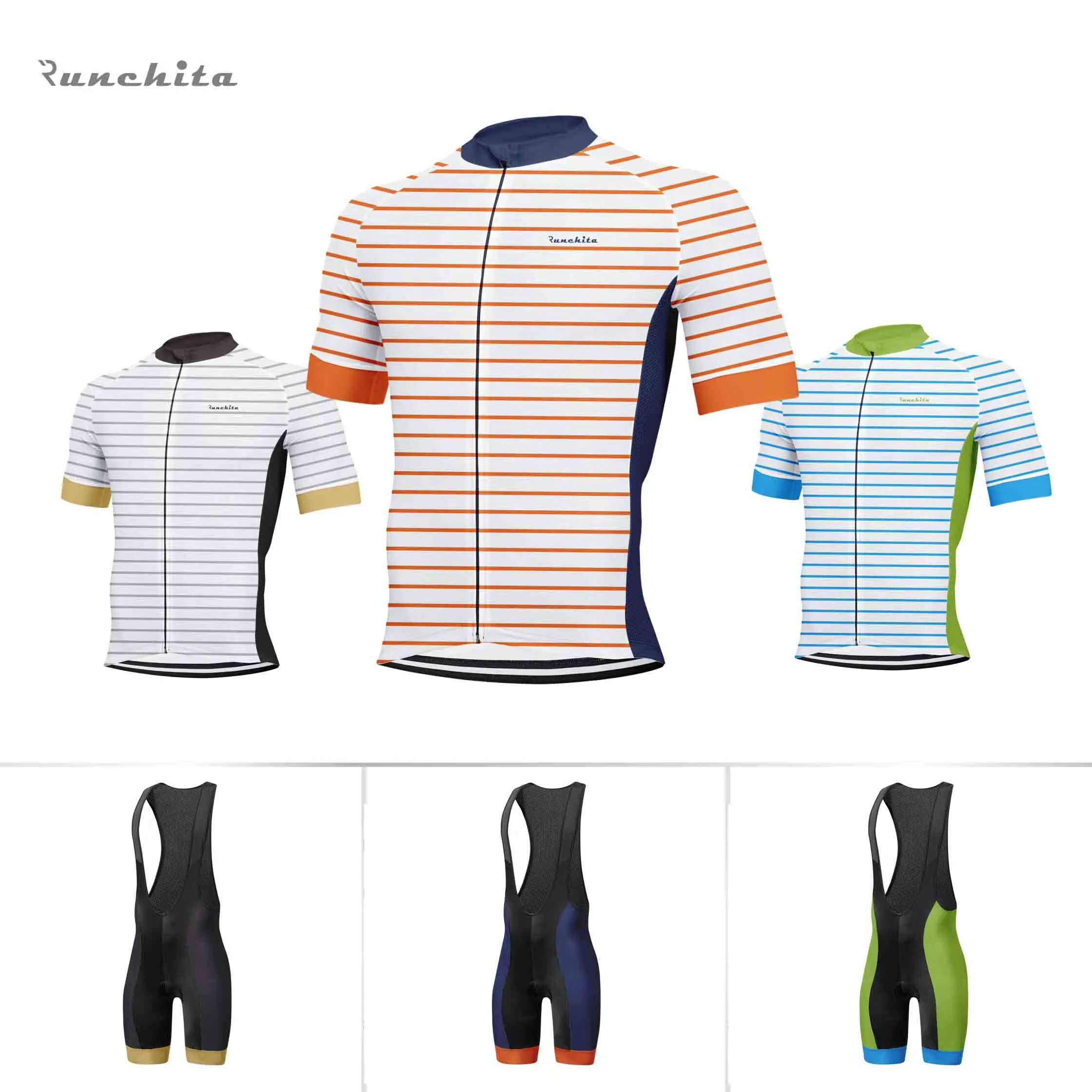 

Runchita Summer Cycling Jersey Set Breathable Team Racing Sport Bicycle Jersey Mens Cycling Clothing Short Bike Jersey