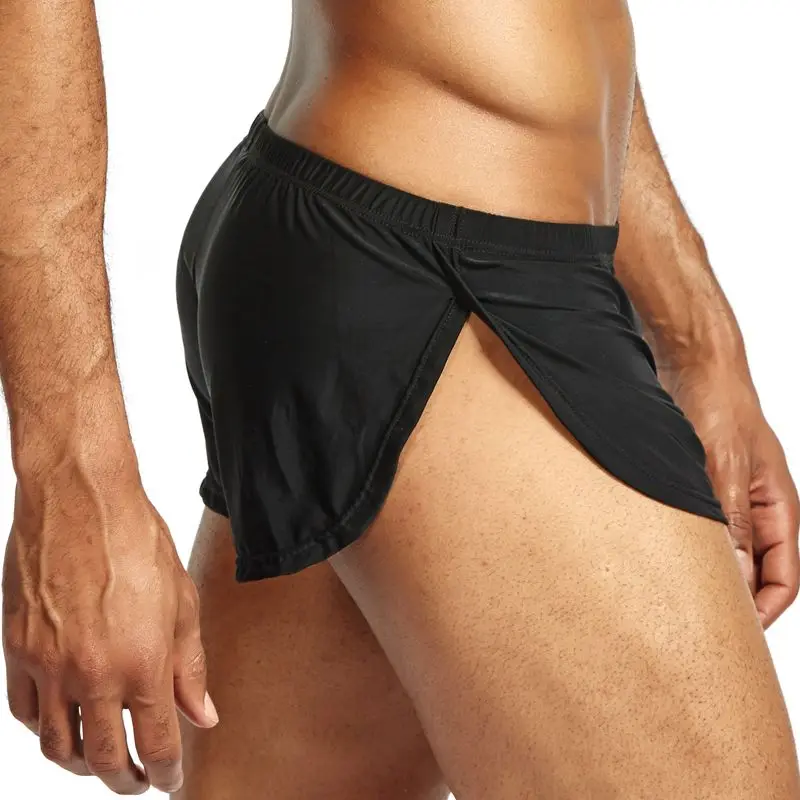 Черный JOCKMAIL, 4 шт./лот, однотонное нижнее белье, мужские боксеры, трусы-боксеры из Ice Silk, мужские трусы, сексуальное мужское нижнее белье, cueca, боксеры, homme, боксеры, шорты для мужчин - Цвет: Черный