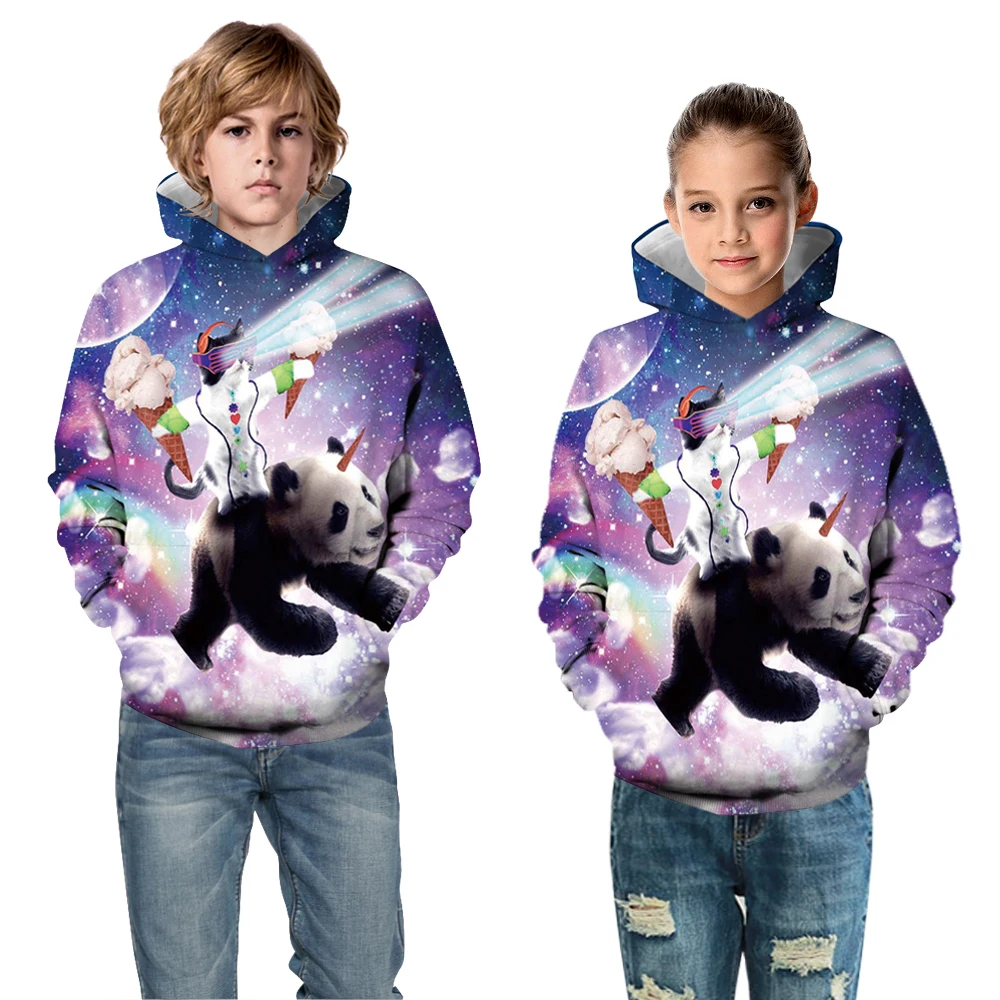 Детский пуловер с капюшоном и длинными рукавами 3D Цифровым принтом панды