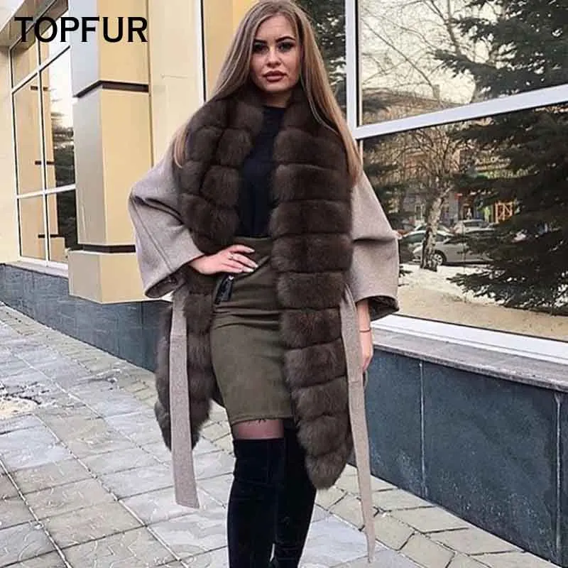 TOPFUR роскошное новое пальто из натурального меха Женское зимнее шерстяное