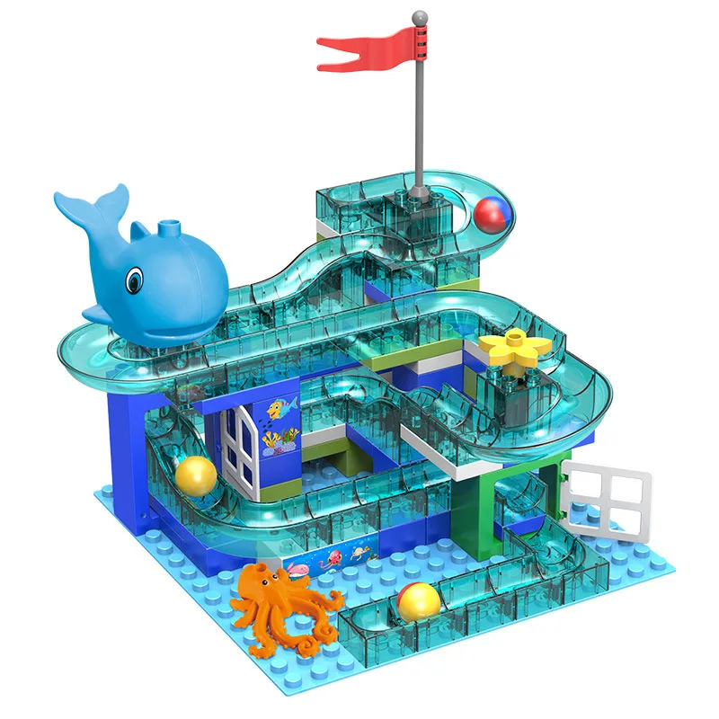 101 шт. большой размер Happy Park Sea City Marble Run модель строительные блоки Совместимые с
