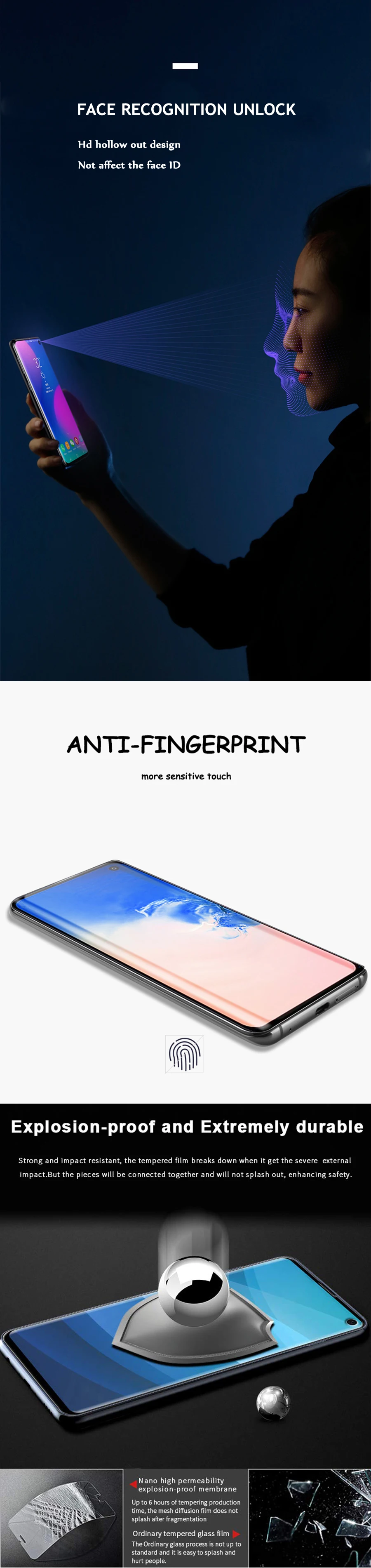 Ультрафиолетовый защитный экран с полным клеем для samsung S10e Plus S8 S9 Plus Note 9, закаленное стекло с полным покрытием, УФ-светильник, жидкий HW mate 30 Pro