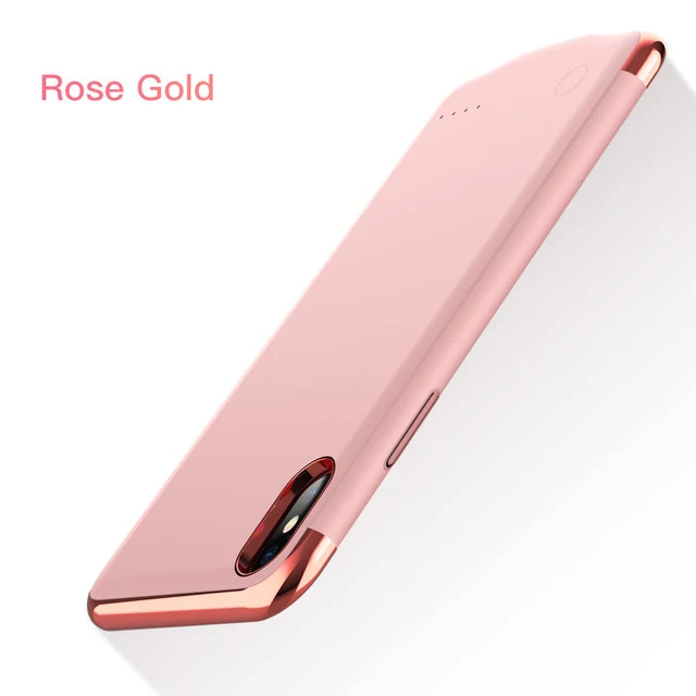 Rose Gold 3в1 ультра тонкий чехол для зарядного устройства для iphone X Xs 6 6S 7 8 Plus power Bank чехол для аккумулятора чехол с металлическим покрытием - Цвет: Rose Gold