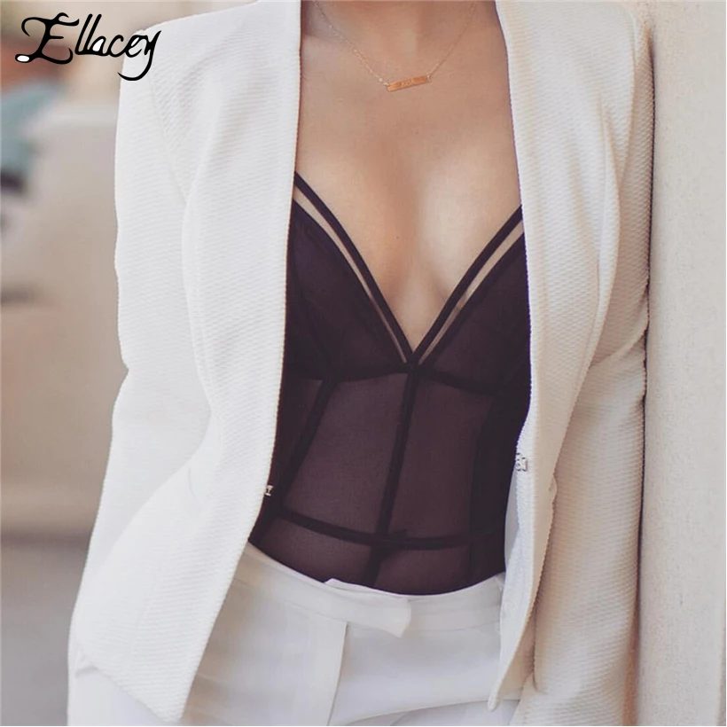 Ellacey New 2018 Summer Camis Women Hot Sexy Body Shaping Bodysuits Patchwork Camisole Hollow Out Tops Lingerie | Женская одежда