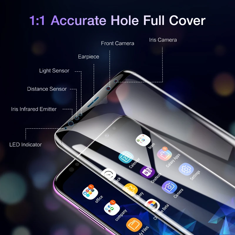 Полное покрытие изогнутое закаленное стекло для Samsung Galaxy S8 S9 Plus 9H Защитное экрана