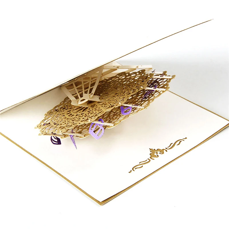 Полые золотые колеса обозрения оригами для ручной работы 3D всплывающие