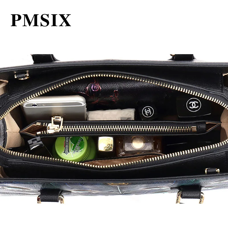 PMSIX Сумки из натуральной кожи для женщин с тиснением животных дамская сумка на плечо Повседневная на молнии Feminina Bolsas
