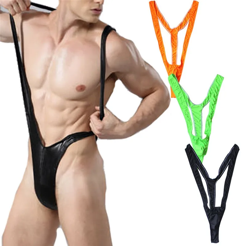 Черный Зеленый Мужчины Сексуальная Борат Mankini Стринги Нижнее Белье Латекс Гибкая