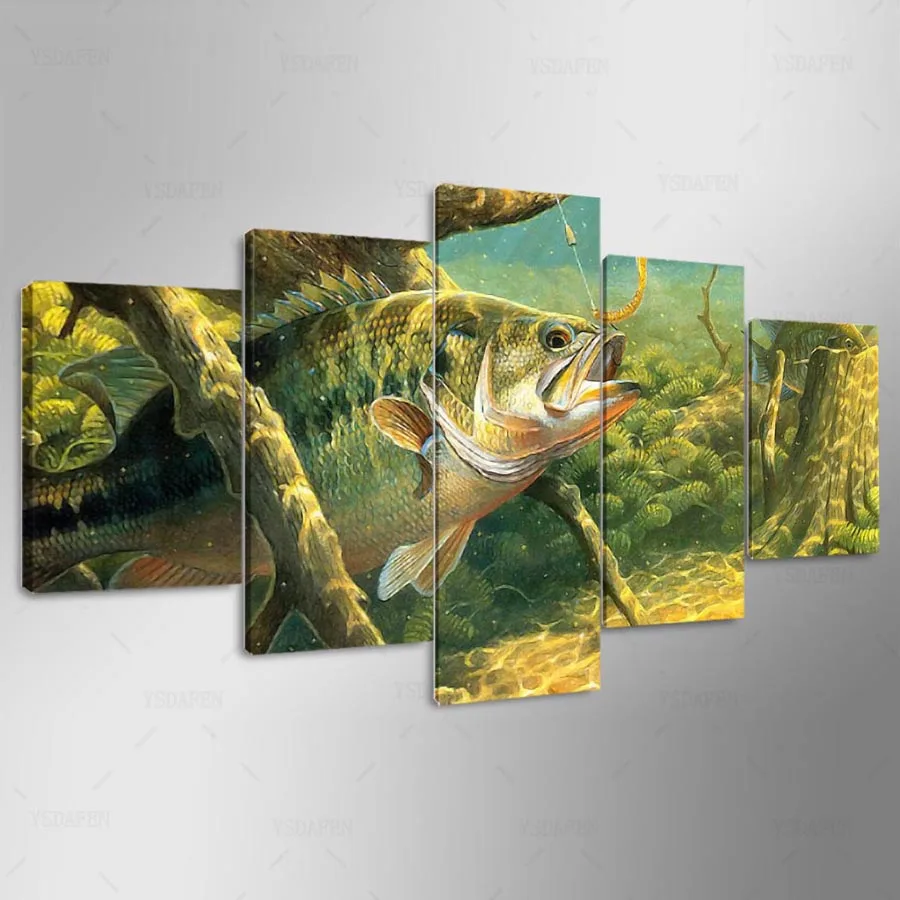Ysdafen 5 панель HD с Живопись Рыба холсте Home Decor Wall Art картина для гостиной kn 198|art
