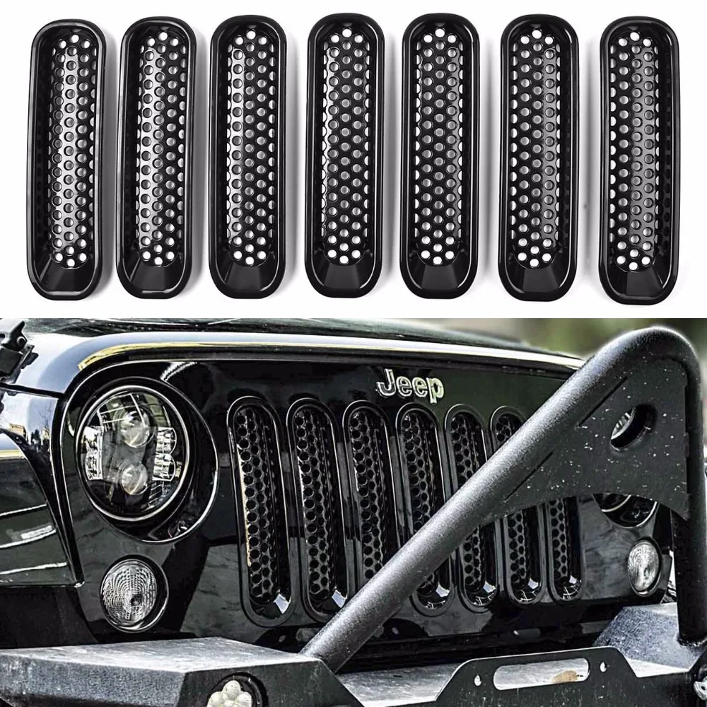 7 шт. Передняя сетчатая решетка гриль комплект вставки для Jeep Wrangler JK JKU Sports Sahara