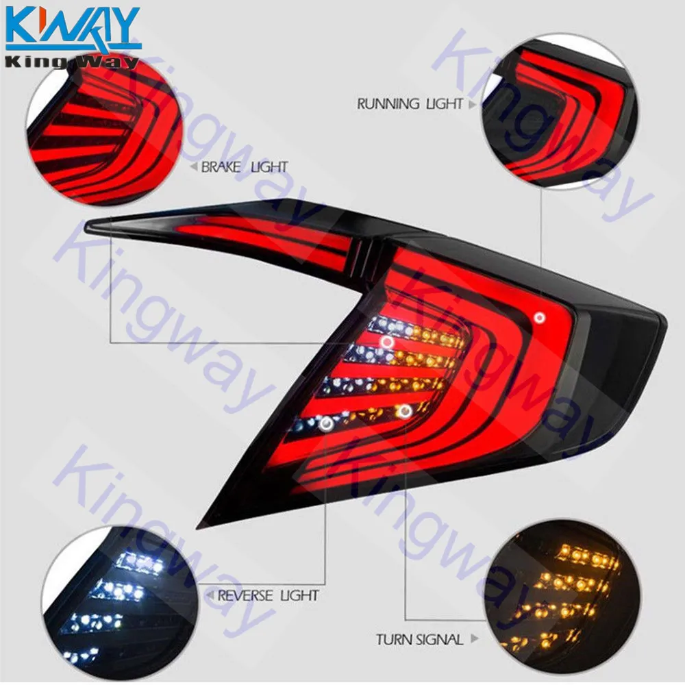 King Way-Pair для-18 HONDA CIVIC 4DR SEDAN 3D светодиодный бар Стайлинг задний фонарь Тормозные лампы