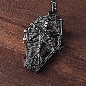 Новое поступление черныйСеребряный Джек Кошмар перед Рождеством ожерелье подвеска карманные часы для мужчин женщин лучший подарок искусственная кожа