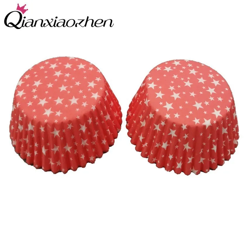 Qianxiaozhen 100pcs Star Paper Cupcake Cups Cake Baking Cup Bakeware Wrapper Wedding Party Supplies | Дом и сад