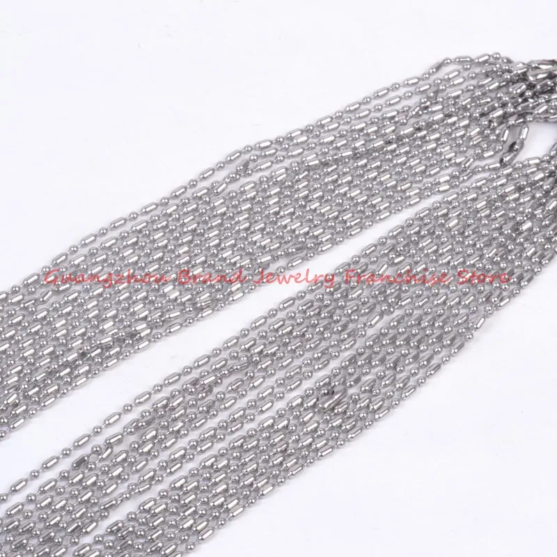 

16-40" 100pcs/Lot DIY Ball Bead Chain Silver color Stainless Steel 1.5/2/2.4/3.2mm Chain Hanging Pendant Necklace High Quality