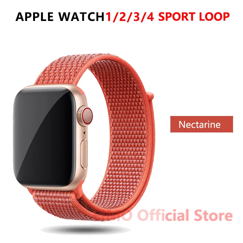 NEW Nectarine Ремешок для apple watch band 44 мм correa apple watch 5 4 band 3 2 iwatch band 42 мм 38 мм 40 мм спортивный нейлоновый браслет - Цвет ремешка: NEW Nectarine