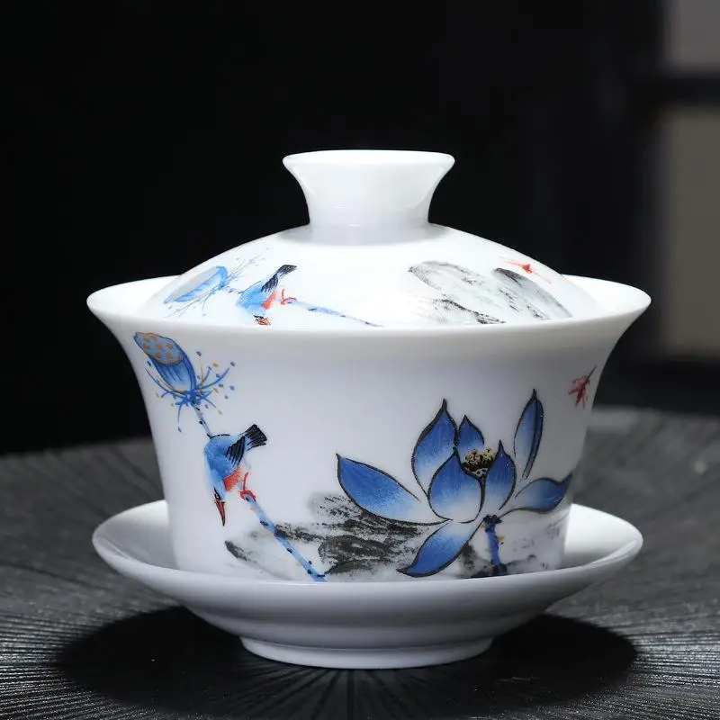 1 Чайные наборы в китайском стиле Gaiwan керамический чайник расписанный вручную Gaiwan чайная чашка из фарфора китайский чайный набор кунг-фу пиалы для чая - Цвет: 1