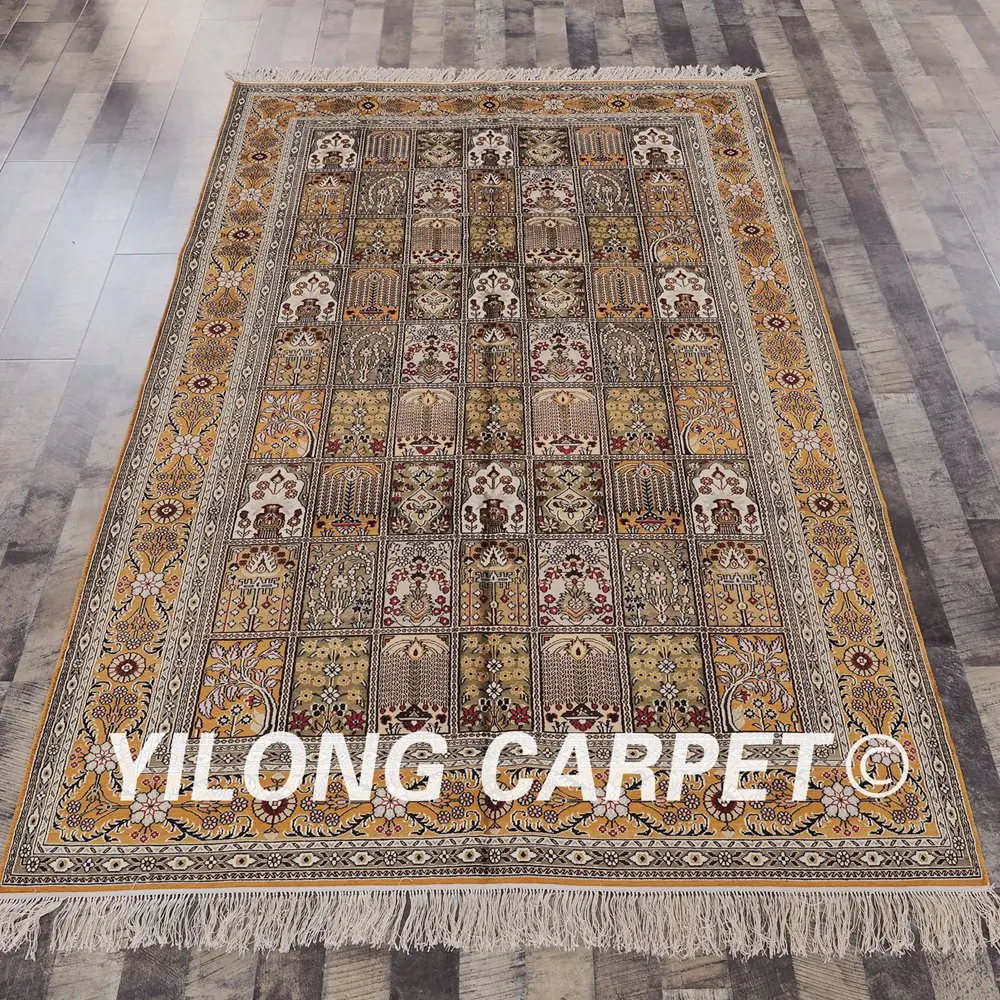 YILONG 5 'x 8' персидский шелковый ковер ручной работы всесезонный Isfahan (YHW051B5x8)|carpet