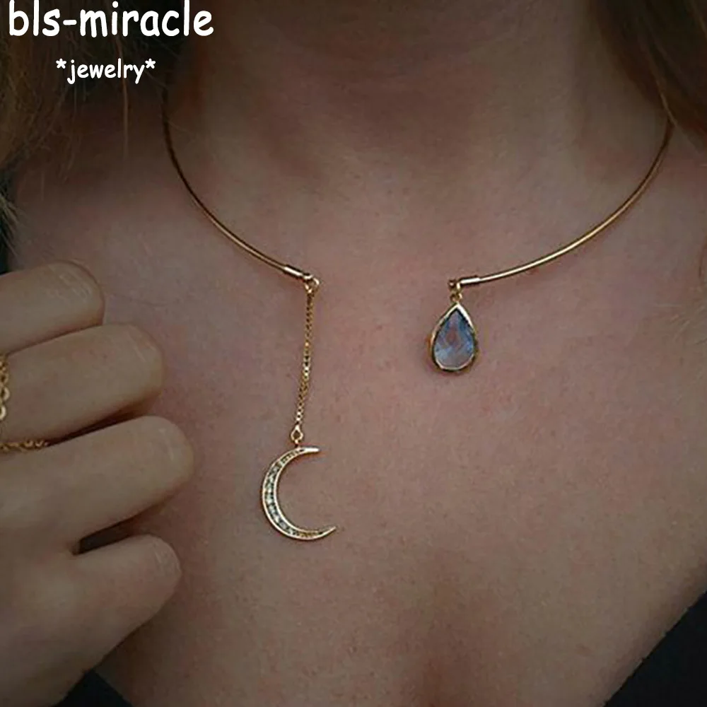 Bls miracle чешский хрустальный кулон ожерелья для женщин 2018 Новая Луна капли воды