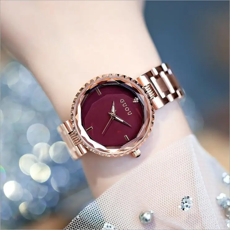 Relogio Feminino Топ Роскошные Кварцевые часы Женские Наручные Часы GUOU модные