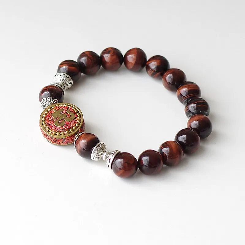 10 мм красный тигровый глаз бусины Strand Charm мала для чакр женский мужской браслет