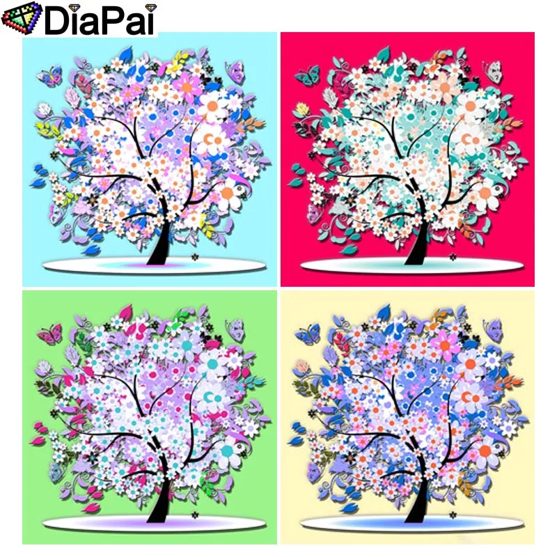 

DIAPAI 5D DIY Алмазная картина полностью квадратная/круглая дрель "цветное дерево Пейзаж" 3D вышивка крестиком 5D Декор подарок