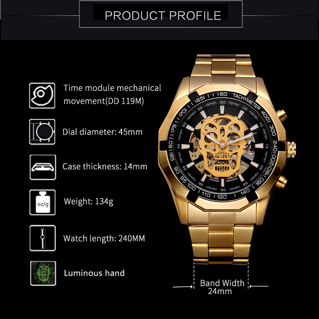 

relogio masculino Watch Hollow Demon Dial Luxury Design Business Fashion Men's Mechanical Watch erkek kol saati relogio #10