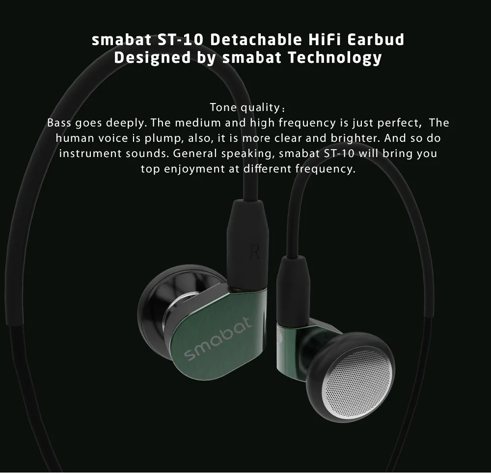 Smabat ST-10 ушные крючки вкладыши металлические наушники HiFi 15,4 мм Динамический драйвер Smabat флагманские наушники с разъемом MMCX кабель Smabat ST10