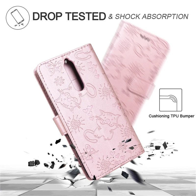 GrandEver Luxury Flip Leather For Nokia 8 Cover Soft TPU Lanyard Enhanced Protection Cat Exquisite Handmade Butterfly Coque | Мобильные