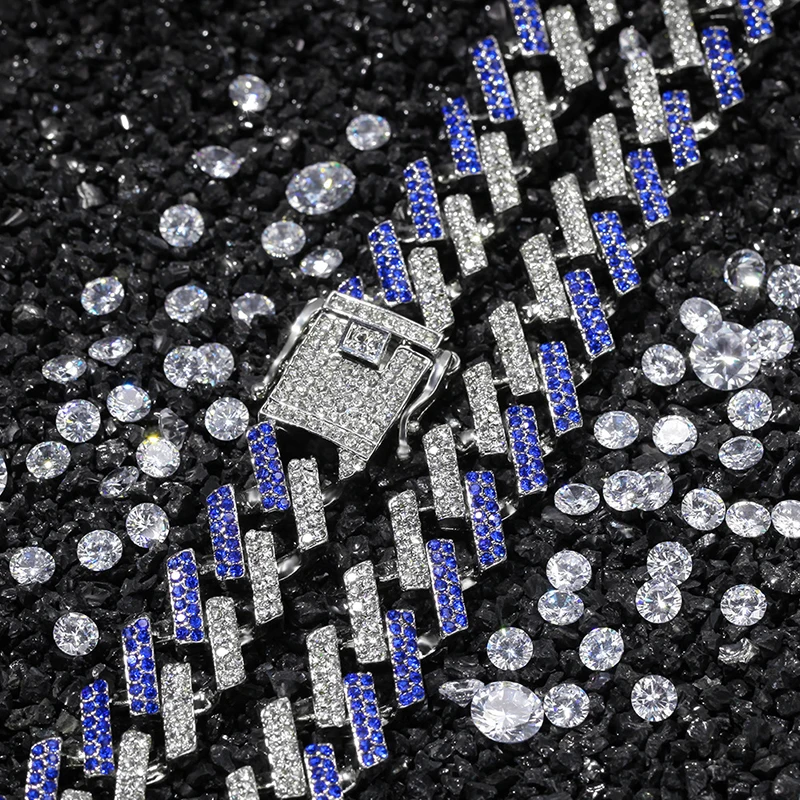Ширина 15 мм Iced Out Bling горный хрусталь США кубинское звено цепи ожерелье для мужчин Роскошные хип хоп ювелирные изделия
