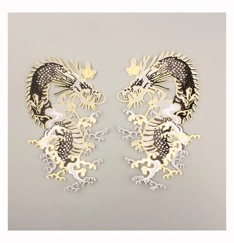 china dragon pair set applique sew on patches for clothes vintage embroidery patch clothing parches para la ropa | Дом и сад